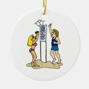 Adorno De Cerámica Voleibol de playa de la diversión