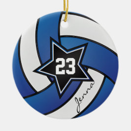 Adorno De Cerámica Voleibol Estrella Azul y Blanco 2