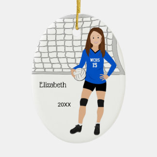 Adorno De Cerámica Voleibol Femenino Brunette Azul y Negro
