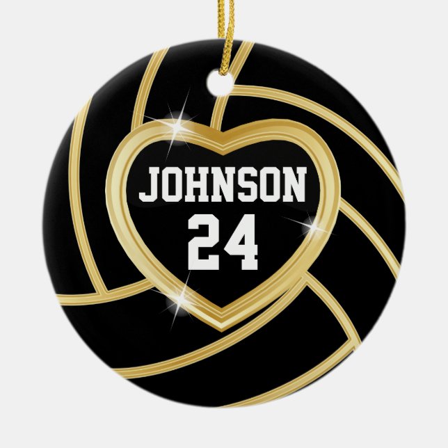 Adorno De Cerámica Voleibol negro y oro (Frente)