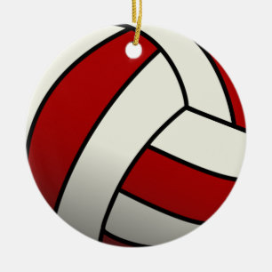 Adorno De Cerámica Voleibol Rojo