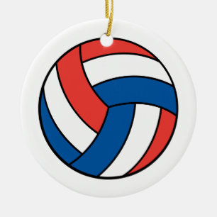 Adorno De Cerámica voleibol rojo blanco azul