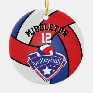 Adorno De Cerámica Voleibol 🏐 rojo, blanco y azul personalizado