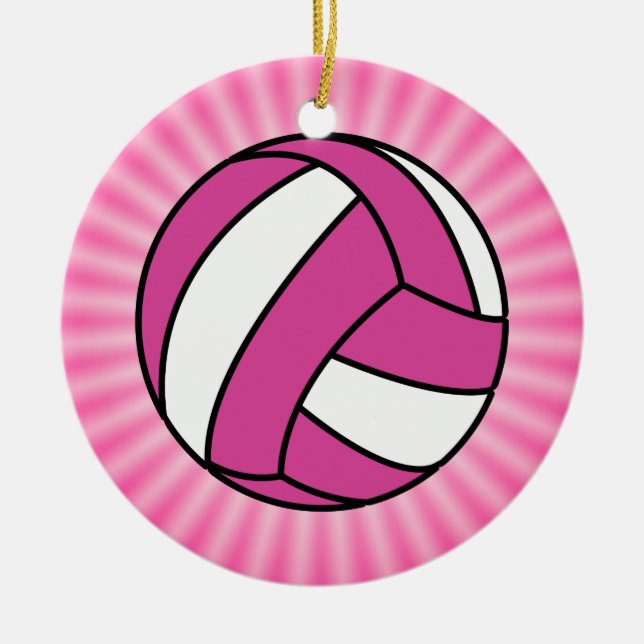 Adorno De Cerámica Voleibol rosa (Frente)