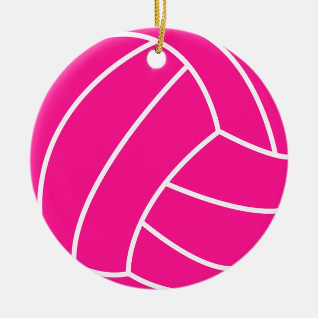 Adorno De Cerámica Voleibol rosa caliente (Frente)