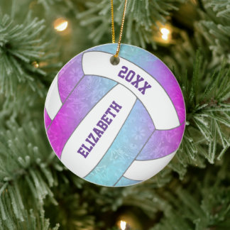 Adorno De Cerámica voleibol rosa morado azul colorido