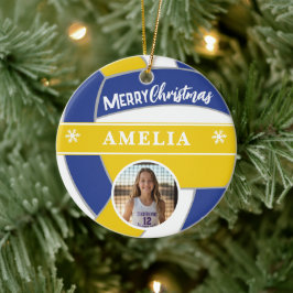 Adorno De Cerámica Volleyball Ball Custom Name Merry Christmas Photo