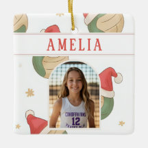 Volleyball Santa Hat Name Photo Christmas