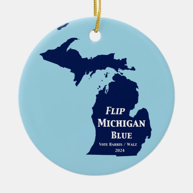 Adorno De Cerámica Voltear Michigan Blue en 2024 (Frente)