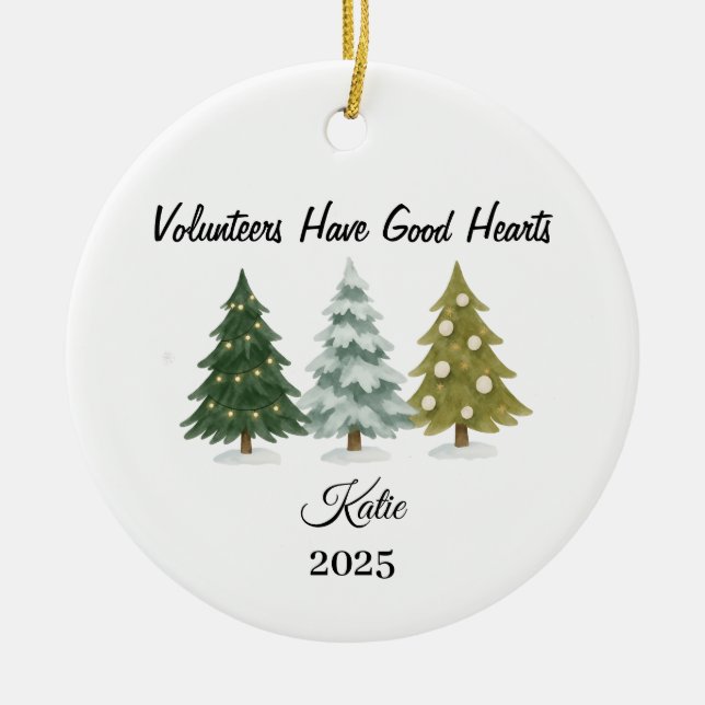 Adorno De Cerámica Volunteers Have Good Hearts, volunteer Ornament (Frente)