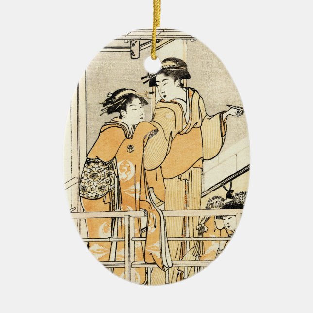 Adorno De Cerámica Voluta japonesa fresca de los geishas del ukiyo-e (Frente)