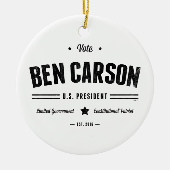 Adorno De Cerámica Voto Ben Carson 2016 (Frente)