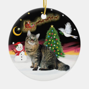 Adorno De Cerámica Vuelo Nocturno - American Bobtail (tabby1)