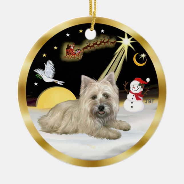 Adorno De Cerámica Vuelo nocturno - Cairn Terrier (Frente)