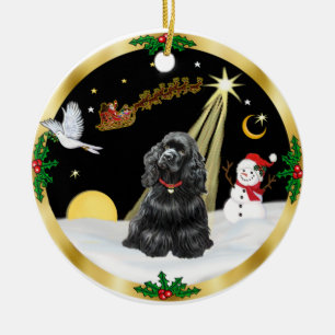 Adorno De Cerámica Vuelo Nocturno - Cocker Spaniel negro