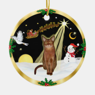 Adorno De Cerámica Vuelo Nocturno - gato abisinio rojizo