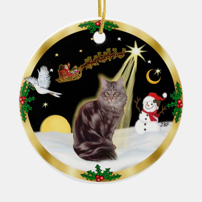 Adorno De Cerámica Vuelo nocturno - gato Maine Coon (tabby 10) (Frente)