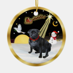 Adorno De Cerámica Vuelo Nocturno - Pug Negro (K)