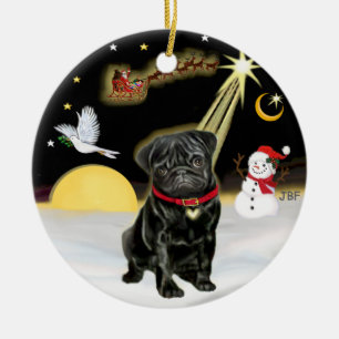 Adorno De Cerámica VueloNocturno- Pug Negro (#13)