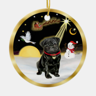 Adorno De Cerámica VueloNocturno- Pug Negro (#13)