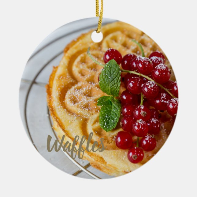 Adorno De Cerámica Waffles caseros con grosellas para diente dulce (Frente)