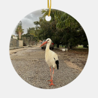 Adorno De Cerámica Walking Stork Ornament