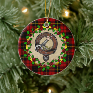 Adorno De Cerámica Wallace Clan Badge & Tartan Personalized Xmas