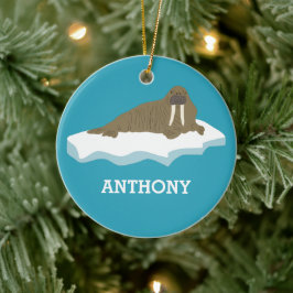 Adorno De Cerámica Walrus en un Ilustracion Iceberg personalizado