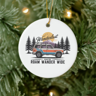 Adorno De Cerámica Wanderlust Camper - Roam y Roam Wander Wide