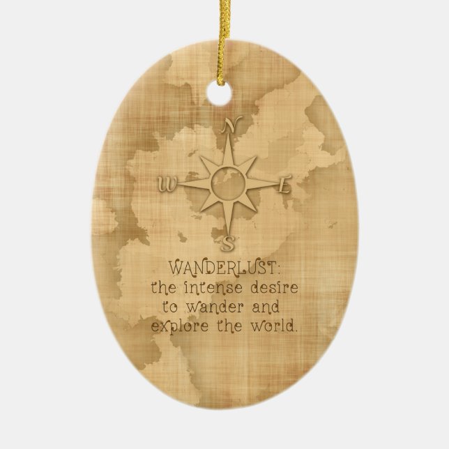 Adorno De Cerámica "Wanderlust…" Cita que viaja en el papel del (Frente)