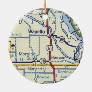 Adorno De Cerámica Wapello IA Vintage Map
