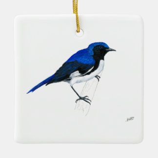 Adorno De Cerámica Warbler azul de garganta negra