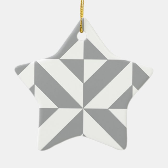 Adorno De Cerámica Warm Gray Geometric Deco Cube Pattern (Frente)