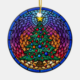 Adorno De Cerámica Warm Stained Glass Reindeer Portrait