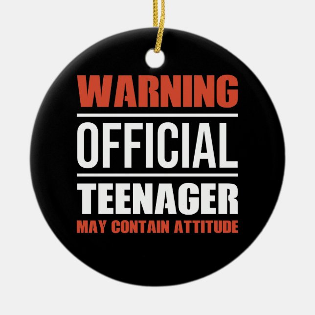 Adorno De Cerámica Warning Official Teenager 13 Birthday May Contain (Frente)