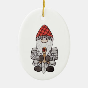 Adorno De Cerámica Warrior Knight Gnome