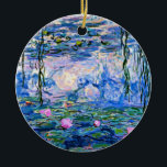 Adorno De Cerámica Water Lilies, 1919, de Claude Monet,<br><div class="desc">Water Lilies,  famoso cuadro de Claude Monet de 1919,  con colores sólidos coordinados de color rosado-violeta y azul Monet,  listos para mezclarse y coincidir.</div>