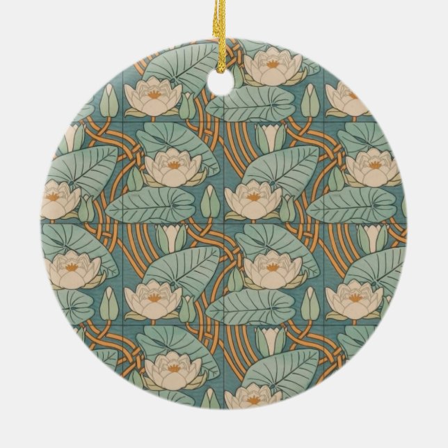 Adorno De Cerámica Water Lilies Lily Naturaleza Art Nouveau (Atrás)