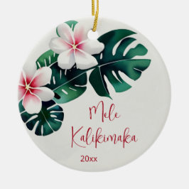Adorno De Cerámica Watercolo Tropical Mele Kalikimaka | Foto familiar