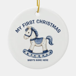 Adorno De Cerámica Watercolor Baby First Christmas Photo