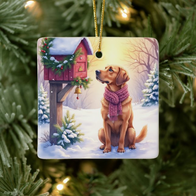 Adorno De Cerámica Watercolor Bloodhound Country Mailbox Christmas (Árbol)