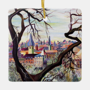 Adorno De Cerámica Watercolor Colina Francesa Antigua Colonia Luxembu