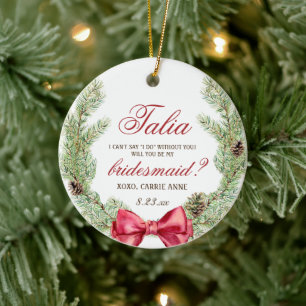 Adorno De Cerámica Watercolor Greenery Custom Bridesmaid Proposal