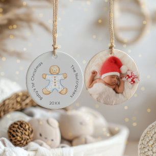 Adorno De Cerámica Watercolor Nutcracker Baby's 1st Navidades Photo