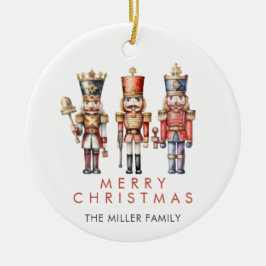 Adorno De Cerámica Watercolor Nutcracker Navidades Mínimos Modernos