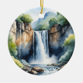 Adorno De Cerámica Watercolor painted waterfall