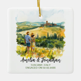 Adorno De Cerámica Watercolor Viaje Pintar Pareja Toscana Italia