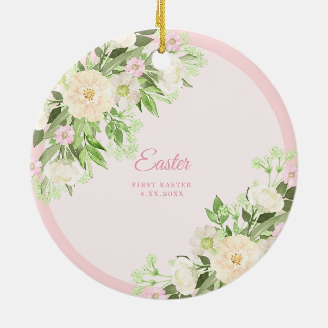 Adorno De Cerámica Watercolor Wreath Easter (Atrás)