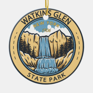 Adorno De Cerámica Watkins Glen State Park New York Badge Vintage