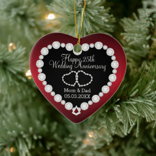 Adorno De Cerámica Wedding Anniversary   Garnet Red   DIY Text